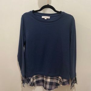 NET loft long sleeve flannel look top - small